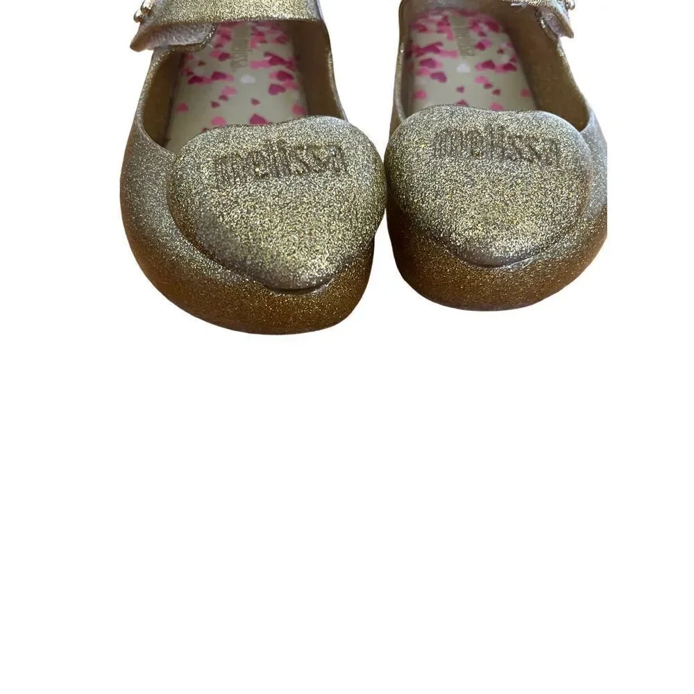 Mini Melissa‎ golden heart flats ballet shoes girls size 9
